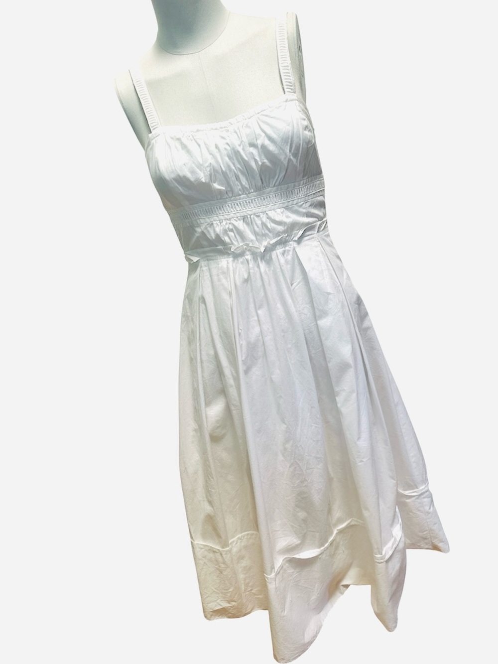 Zara Basic White Cotton Empire Waist Cottagecore Sundress Medium